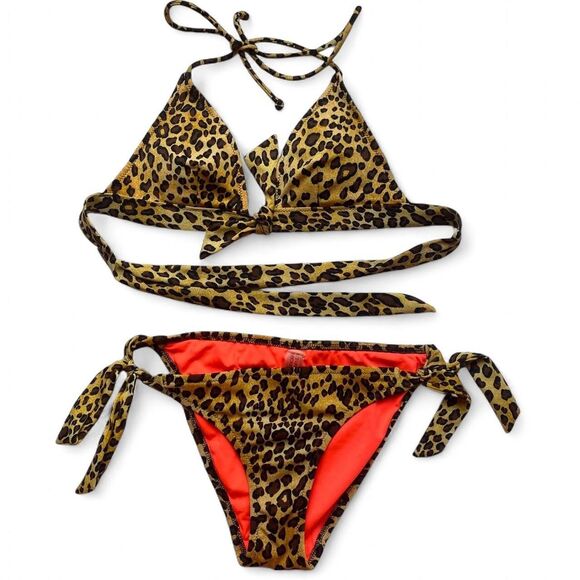 Victorias Secret hot Cheetah print bikini with tie bottoms and top - Picture 1 of 8